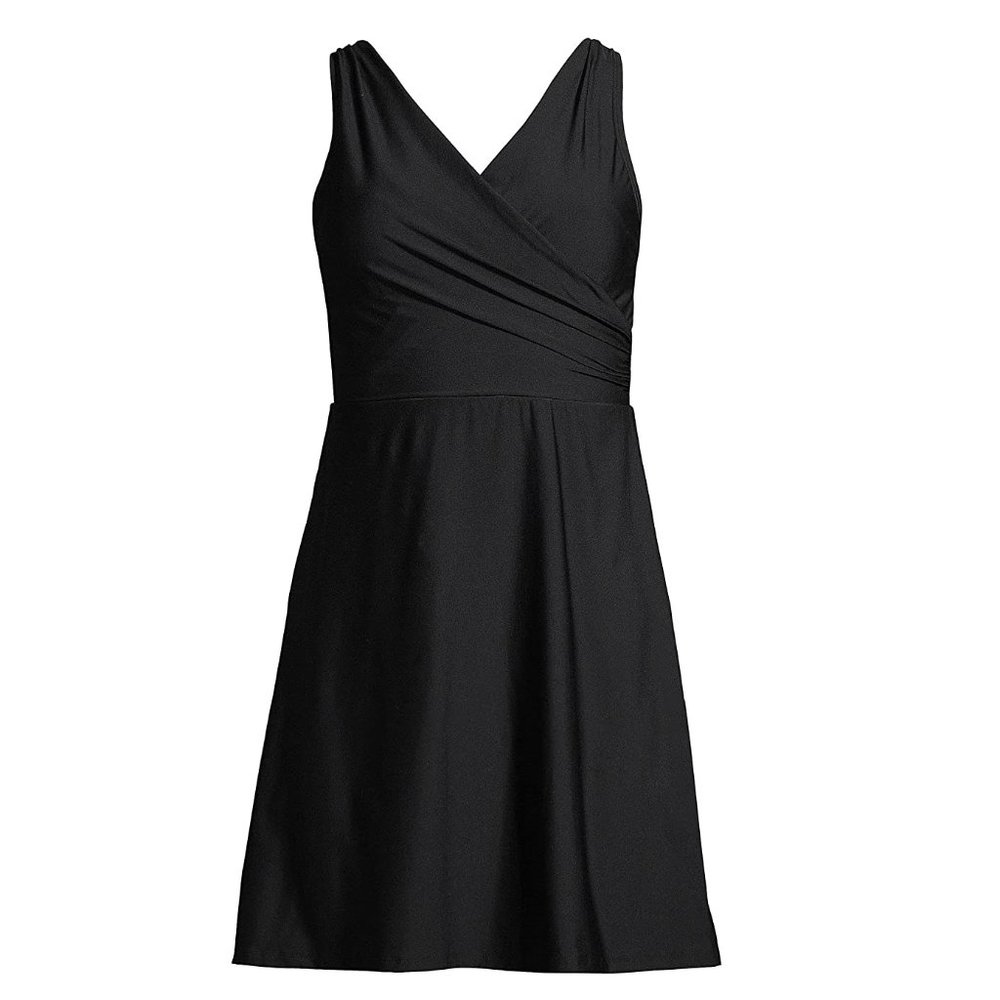 NWT Lands' End Womens Tummy Control Surplice Swim Dress 1 Piece Sz 4 $160 FLE204 - Picture 3 of 4